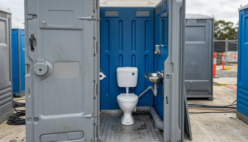 Sewer-Connected Portable Toilet, Commercial construction site, North Arizona, Arizona, AZ